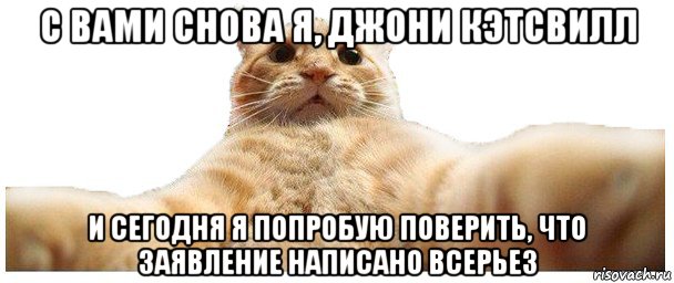 с вами снова я, джони кэтсвилл и сегодня я попробую поверить, что заявление написано всерьез, Мем   Кэтсвилл