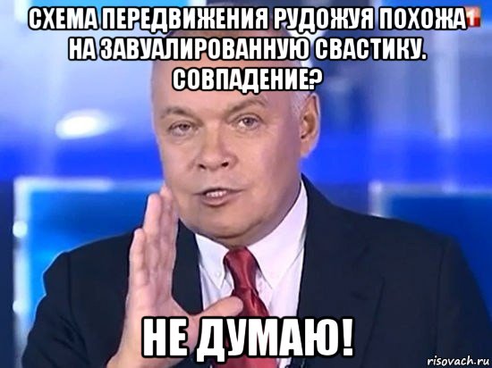 схема передвижения рудожуя похожа на завуалированную свастику. совпадение? не думаю!, Мем Киселёв 2014