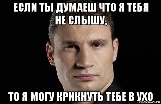 если ты думаеш что я тебя не слышу, то я могу крикнуть тебе в ухо, Мем Кличко