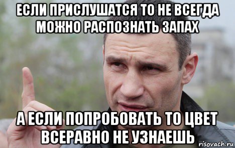 если прислушатся то не всегда можно распознать запах а если попробовать то цвет всеравно не узнаешь