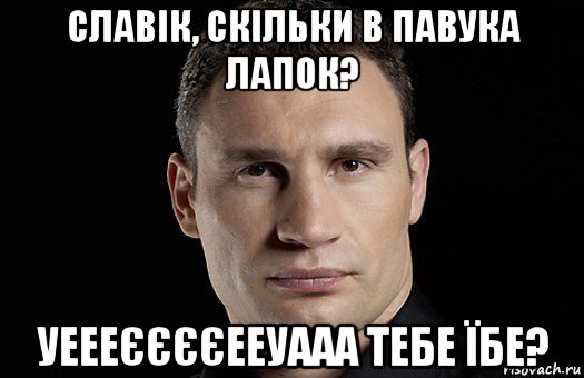 славік, скільки в павука лапок? уеееєєєєееуааа тебе їбе?, Мем Кличко