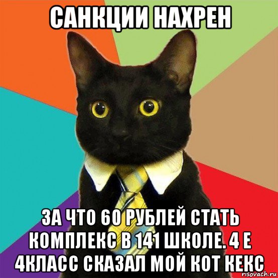 санкции нахрен за что 60 рублей стать комплекс в 141 школе. 4 е 4класс сказал мой кот кекс, Мем  Кошечка