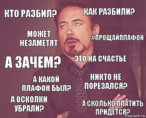 кто разбил? как разбили? а зачем? а осколки убрали? никто не порезался? Это на счастье а какой плафон был? а сколько платить придется? может незаметят #прощайплафон, Комикс мое лицо