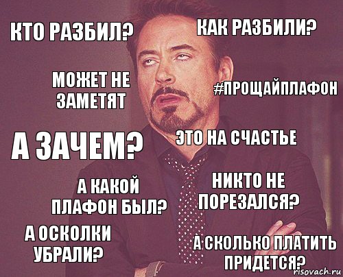 кто разбил? как разбили? а зачем? а осколки убрали? никто не порезался? Это на счастье а какой плафон был? а сколько платить придется? может не заметят #прощайплафон, Комикс мое лицо