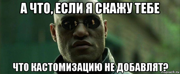 а что, если я скажу тебе что кастомизацию не добавлят?, Мем  морфеус