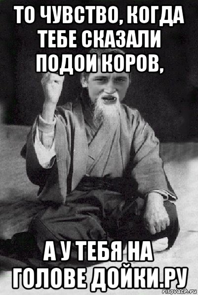 то чувство, когда тебе сказали подои коров, а у тебя на голове дойки.ру, Мем Мудрий паца