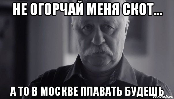 не огорчай меня скот... а то в москве плавать будешь, Мем Не огорчай Леонида Аркадьевича