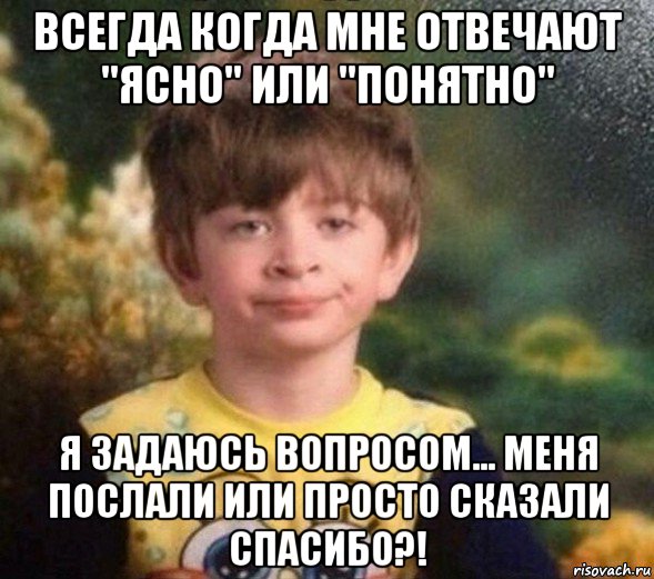 всегда когда мне отвечают "ясно" или "понятно" я задаюсь вопросом... меня послали или просто сказали спасибо?!, Мем Недовольный пацан