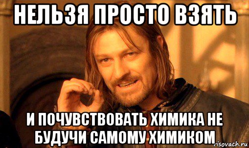 нельзя просто взять и почувствовать химика не будучи самому химиком, Мем Нельзя просто так взять и (Боромир мем)