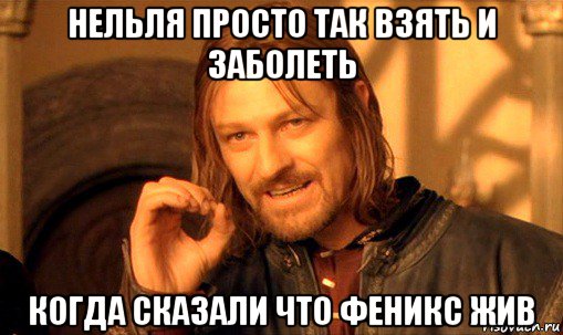 нельля просто так взять и заболеть когда сказали что феникс жив, Мем Нельзя просто так взять и (Боромир мем)