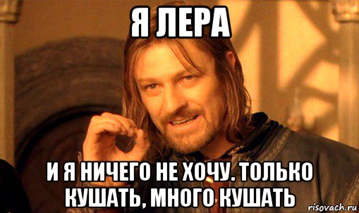 я лера и я ничего не хочу. только кушать, много кушать, Мем Нельзя просто так взять и (Боромир мем)