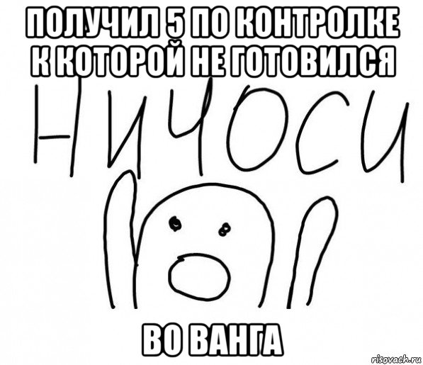 получил 5 по контролке к которой не готовился во ванга, Мем  Ничоси