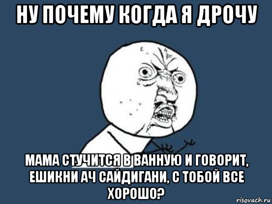 ну почему когда я дрочу мама стучится в ванную и говорит, ешикни ач сайдигани, с тобой все хорошо?, Мем Ну почему