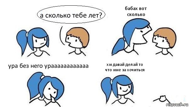 а сколько тебе лет? бабах вот сколько ура без него ураааааааааааа хм давай делай то что мне за хочиться, Комикс Откусила голову