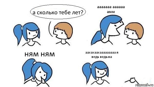 а сколько тебе лет? ааааааа аааааа амм ням ням аахахаахааааааааа я ведь ведьма, Комикс Откусила голову