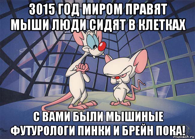 3015 год миром правят мыши люди сидят в клетках с вами были мышиные футурологи пинки и брейн пока!, Мем ПИНКИ И БРЕЙН