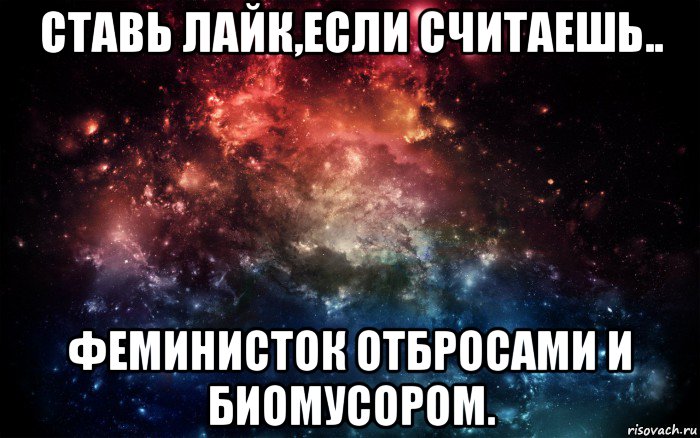 ставь лайк,если считаешь.. феминисток отбросами и биомусором., Мем Просто космос