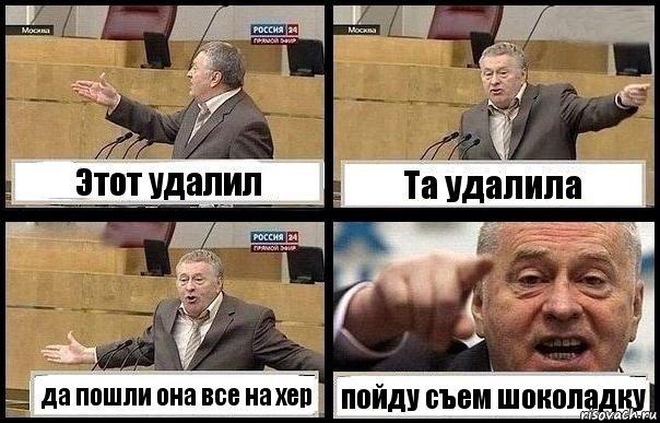 Этот удалил Та удалила да пошли она все на хер пойду съем шоколадку, Комикс с Жириновским