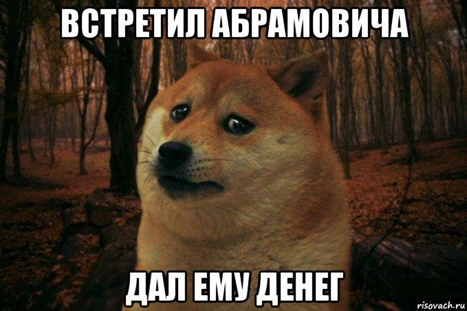 встретил абрамовича дал ему денег, Мем SAD DOGE