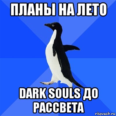 планы на лето dark souls до рассвета, Мем  Социально-неуклюжий пингвин