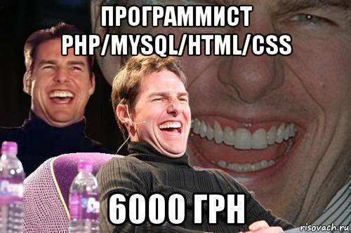 программист php/mysql/html/css 6000 грн, Мем том круз