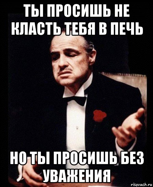 ты просишь не класть тебя в печь но ты просишь без уважения, Мем ты делаешь это без уважения