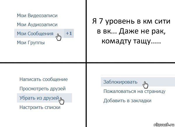 Я 7 уровень в км сити в вк... Даже не рак, комадту тащу....., Комикс  Удалить из друзей