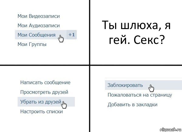 Ты шлюха, я гей. Секс?