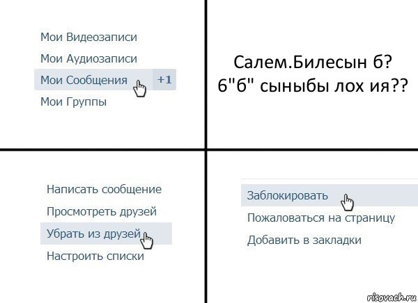 Салем.Билесын б? 6"б" сыныбы лох ия??, Комикс  Удалить из друзей