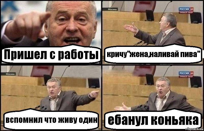 Пришел с работы кричу"жена,наливай пива" вспомнил что живу один ебанул коньяка, Комикс Жириновский