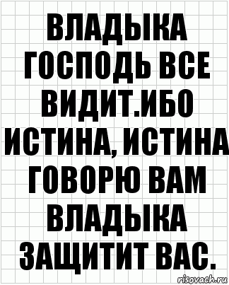 Владыка господь все видит.Ибо истина, истина говорю вам владыка защитит вас.