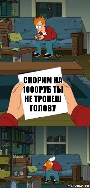 спорим на 1000руб ты не тронеш голову, Комикс  Фрай с запиской