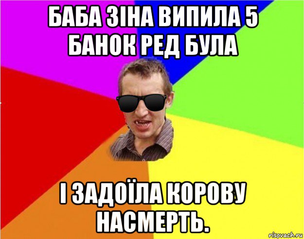 баба зіна випила 5 банок ред була і задоїла корову насмерть., Мем Чьоткий двiж