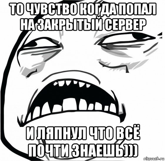 то чувство когда попал на закрытый сервер и ляпнул что всё почти знаешь)))