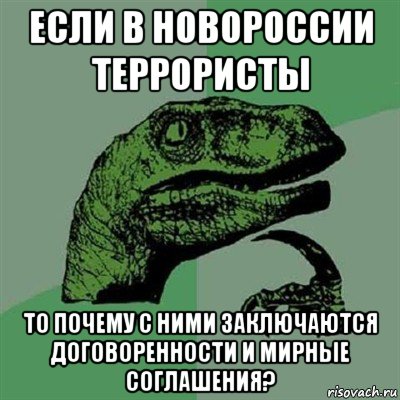 если в новороссии террористы то почему с ними заключаются договоренности и мирные соглашения?, Мем Филосораптор