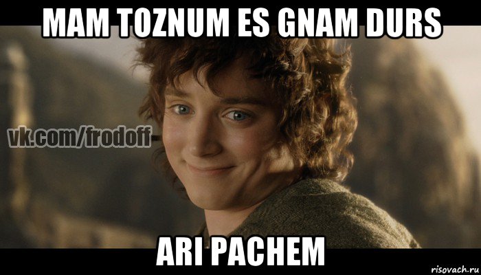 mam toznum es gnam durs ari pachem, Мем  Фродо