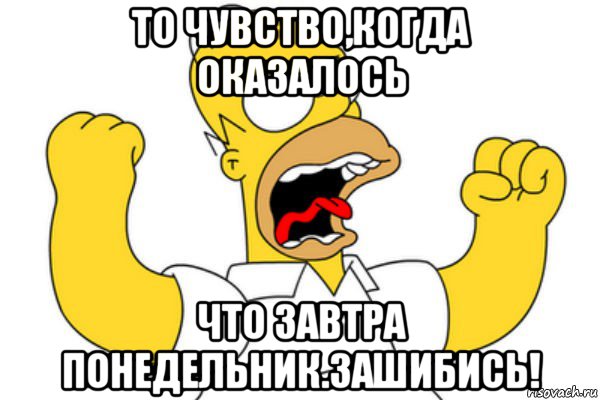 то чувство,когда оказалось что завтра понедельник.зашибись!, Мем Разъяренный Гомер