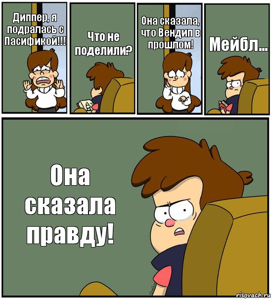 Диппер, я подралась с Пасификой!!! Что не поделили? Она сказала, что Вендип в прошлом! Мейбл... Она сказала правду!, Комикс   гравити фолз