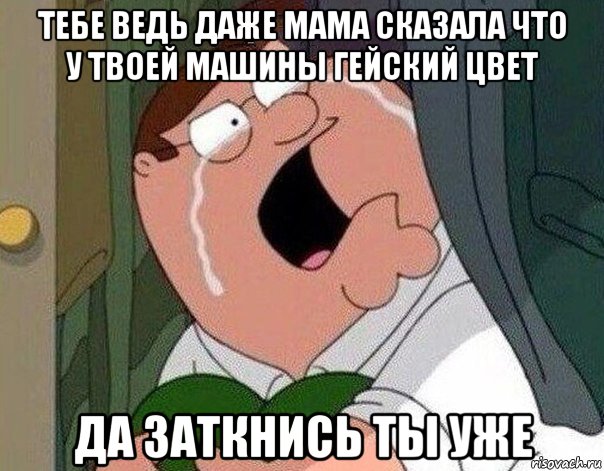 тебе ведь даже мама сказала что у твоей машины гейский цвет да заткнись ты уже, Мем Гриффин плачет