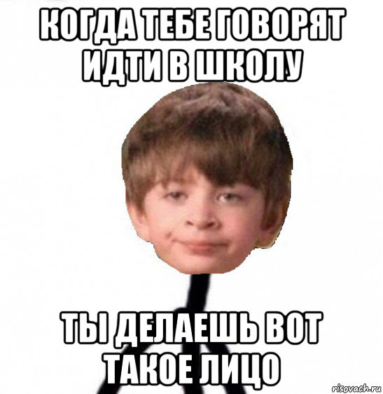 когда тебе говорят идти в школу ты делаешь вот такое лицо, Мем Кислолицый0