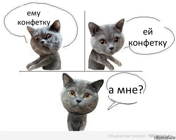 ему конфетку ей конфетку а мне?, Комикс  Котики