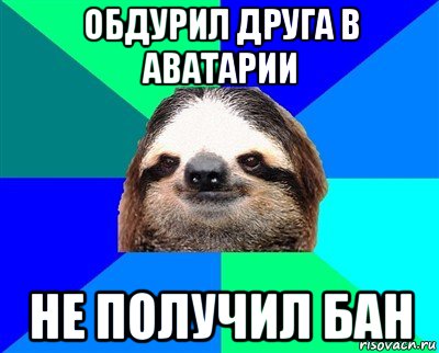 обдурил друга в аватарии не получил бан, Мем Ленивец