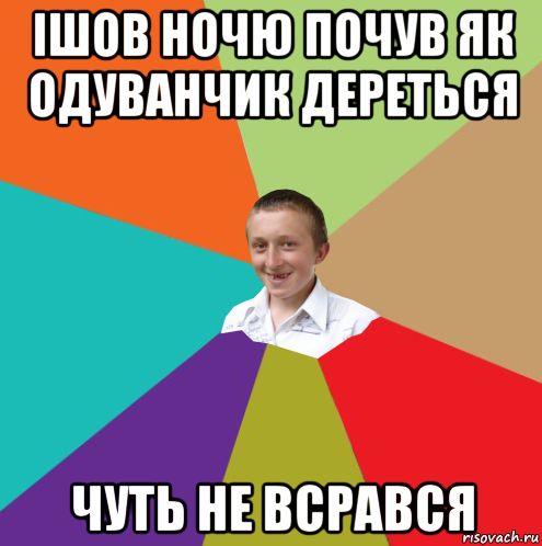 ішов ночю почув як одуванчик дереться чуть не всрався, Мем  малый паца