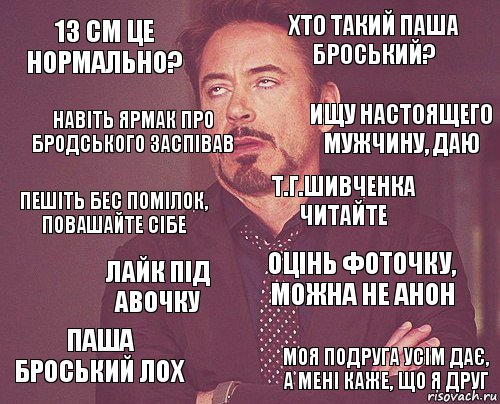 13 см це нормально? хто такий Паша Броський? Пешіть бес помілок, повашайте сібе Паша Броський лох Оцінь фоточку, можна не анон Т.Г.Шивченка читайте Лайк під авочку Моя подруга усім дає, а мені каже, що я друг Навіть Ярмак про Бродського заспівав Ищу настоящего мужчину, даю, Комикс мое лицо