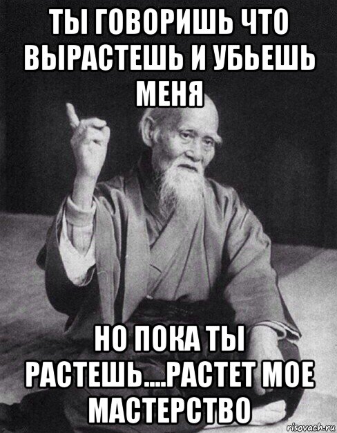 ты говоришь что вырастешь и убьешь меня но пока ты растешь....растет мое мастерство, Мем Монах-мудрец (сэнсей)