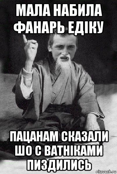 мала набила фанарь едіку пацанам сказали шо с ватніками пиздились, Мем Мудрий паца