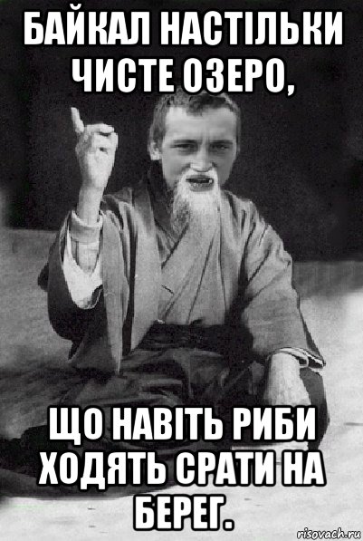 байкал настільки чисте озеро, що навіть риби ходять срати на берег., Мем Мудрий паца