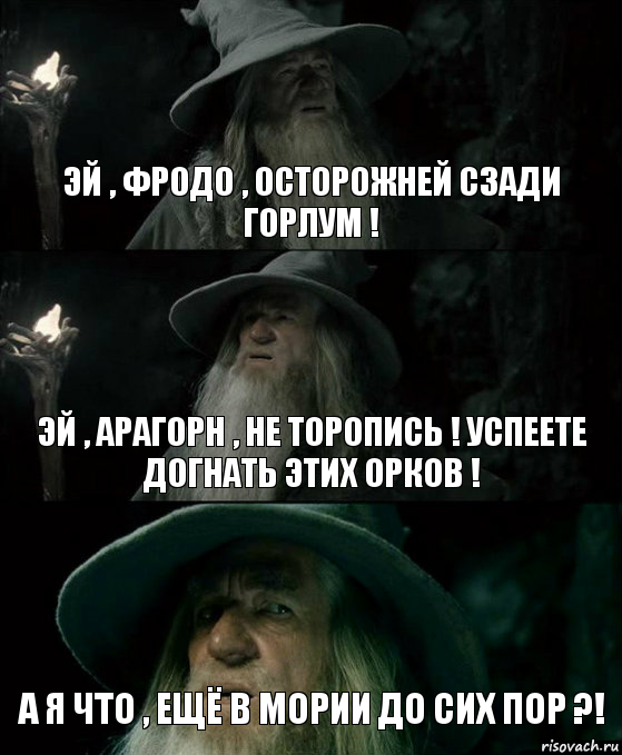 эй , фродо , осторожней сзади горлум ! эй , арагорн , не торопись ! успеете догнать этих орков ! а я что , ещё в мории до сих пор ?!, Комикс Гендальф заблудился