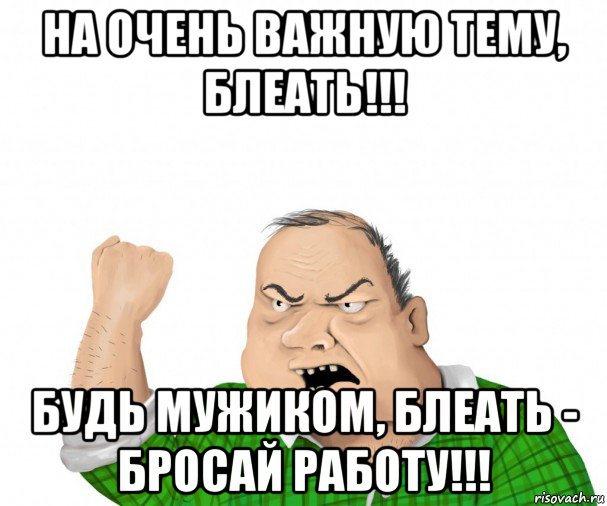 на очень важную тему, блеать!!! будь мужиком, блеать - бросай работу!!!, Мем мужик