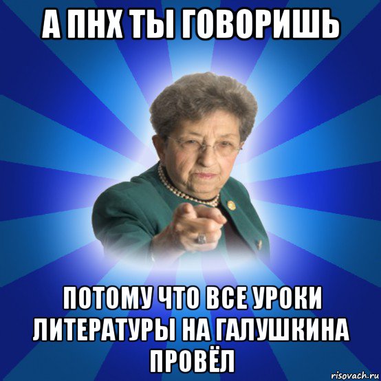 а пнх ты говоришь потому что все уроки литературы на галушкина провёл, Мем Наталья Ивановна